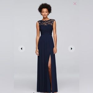 David’s Bridal lace bridesmaid dress size 6 Navy